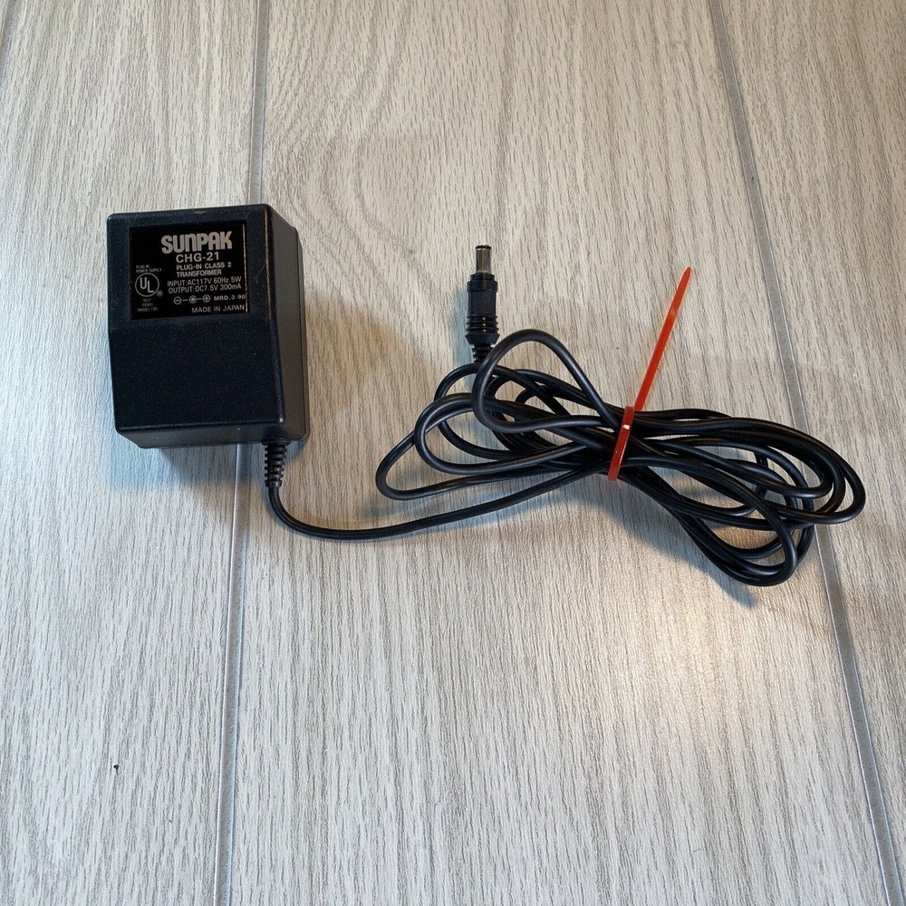 Sunpak AC/DC Power Adapter Chg-21 Plug-In Class 2 Transformer Made in Japan Used